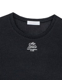 AIR SPACE Logo Embroidered Ribbed Knit Fitted Top