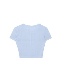 AIR SPACE Logo Embroidered Ribbed Knit Fitted Top