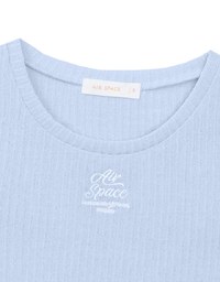 AIR SPACE Logo Embroidered Ribbed Knit Fitted Top
