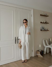 Cooling Fabric Lightweight Oversized Blouse with Pocket Detail