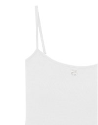 AIR SPACE Logo Embroidered Ribbed Spaghetti Strap Cami Padded Top