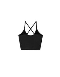 U Neck Sculpting Spaghetti Strap Cami Padded Top with Cross Strap Back Detail