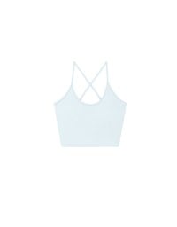 U Neck Sculpting Spaghetti Strap Cami Padded Top with Cross Strap Back Detail