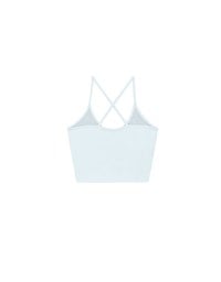 U Neck Sculpting Spaghetti Strap Cami Padded Top with Cross Strap Back Detail