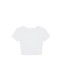 Crew Neck Sheer Mesh Short Sleeve Cropped Tee