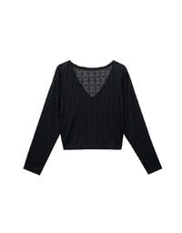 Sheer Daisy Embossed Knit V Neck Cardigan