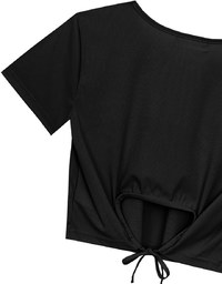 Cooling Fabric Open Back Ribbon Tie Crop Top