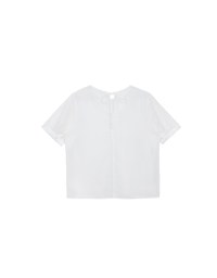Puff Sleeve Transparent Mesh Top with Elegant Ribbon Back Design
