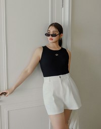 Star Shape Cut Out Ribbed Cropped Tank Top