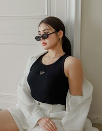 Star Shape Cut Out Ribbed Cropped Tank Top