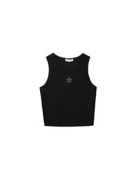 Star Shape Cut Out Ribbed Cropped Tank Top