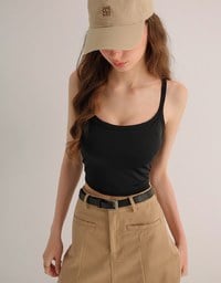 Basic Cooling Fabric Fitted Wide Strap Camisole Bra Top