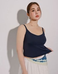 Basic Cooling Fabric Fitted Wide Strap Camisole Bra Top