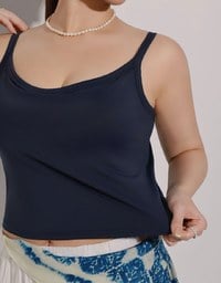 Basic Cooling Fabric Fitted Wide Strap Camisole Bra Top