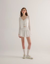 Stretchy Wavy Texture Ribbed Knit Spaghetti Strap Cropped Camisole Padded Top