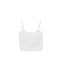 Stretchy Wavy Texture Ribbed Knit Spaghetti Strap Cropped Camisole Padded Top