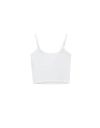 Stretchy Wavy Texture Ribbed Knit Spaghetti Strap Cropped Camisole Padded Top