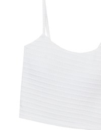 Stretchy Wavy Texture Ribbed Knit Spaghetti Strap Cropped Camisole Padded Top