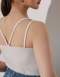 【AIRY COOL 2.0】Double Spaghetti Strap V Neck Open Back Bra Top