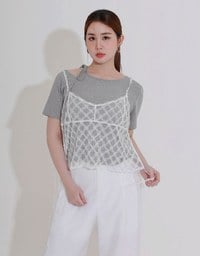 2 Way Asymmetrical Tie Ribbed Short Tee