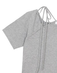 2 Way Asymmetrical Tie Ribbed Short Tee