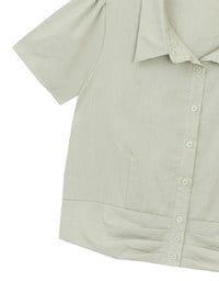 Ruched Waistband Puff Sleeve Shirt