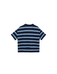 Oversized Polo Knit Top with Retro Stripes– Navy