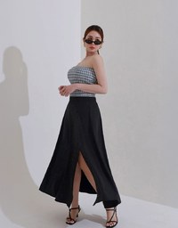 Cooling Fabric Flared Front Slit Maxi Skirt