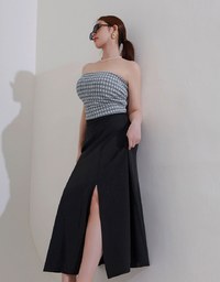 Cooling Fabric Flared Front Slit Maxi Skirt