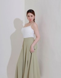 Cooling Fabric Flared Front Slit Maxi Skirt