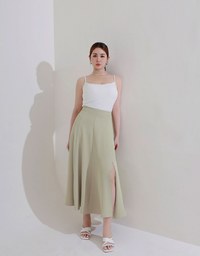 Cooling Fabric Flared Front Slit Maxi Skirt