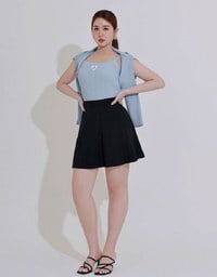 Cooling Fabric High Waist A Line Mini Skirt with Flared Hem