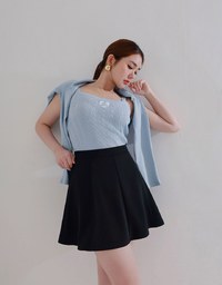 Cooling Fabric High Waist A Line Mini Skirt with Flared Hem