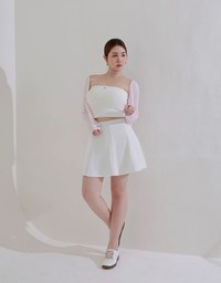 Cooling Fabric High Waist A Line Mini Skirt with Flared Hem