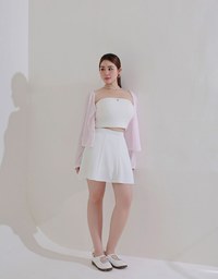 Cooling Fabric High Waist A Line Mini Skirt with Flared Hem