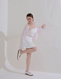 Cooling Fabric High Waist A Line Mini Skirt with Flared Hem