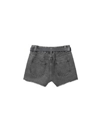 High Waist Distressed Frayed Hem Jeans Denim Shorts (with Belt)