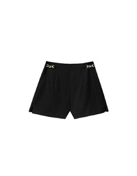 High Waist Chain Accent Pleated Tailored Shorts