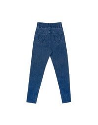 Cooling Fabric Double Button Jeans Denim Skinny Pants with Heart Pocket Stitching