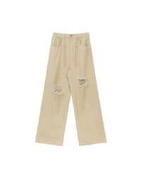 【Lyra & Toby】Distressed Drawstring Wide Leg Casual Pants