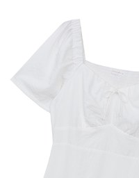 Maxi Dress with Side Slit and Bow Detail at Neckline