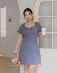 AIRY HOURGLASS Ruched Side Padded Mini Dress with Square Sweetheart Neckline