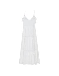 Boho Bohemian Style V Neck Eyelet Lace Tiered Padded Maxi Dress