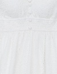 Boho Bohemian Style V Neck Eyelet Lace Tiered Padded Maxi Dress