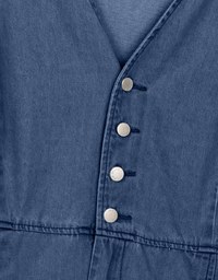Short Sleeve V Neck Front Button Jeans Denim Mini Dress