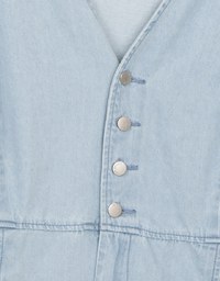 Short Sleeve V Neck Front Button Jeans Denim Mini Dress