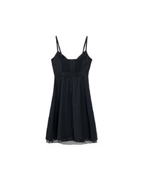 Spaghetti Strap V Neck Twist Detail Flowy Padded Mini Dress
