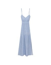 【GUT GUT Design】 Deep V Backless Strappy Striped Padded Maxi Dress