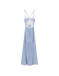 【GUT GUT Design】 Deep V Backless Strappy Striped Padded Maxi Dress