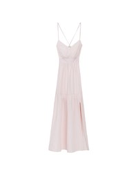 【GUT GUT Design】 Deep V Backless Strappy Striped Padded Maxi Dress